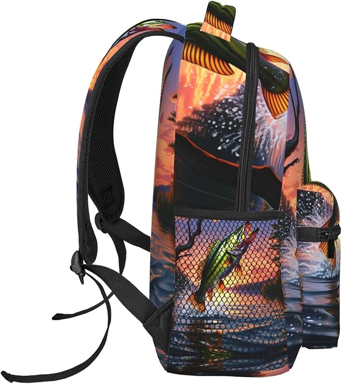Lightweight Rucksacks for Camping Picnic Walking Cycling, Large Capacity Multipurpose Anti-Theft Carry On Bag, Fish Diving Good Luck Art Travel Hiking Camping Rucksack