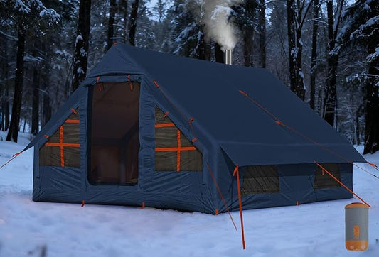 Inflatable Camping Tent,2/4/6/8 Person Glamping Inflatable Tents with Awning, Quick Setup Blow Up Tents with Pump, Waterproof Oxford Inflatable House for Camping, Air Glamping Hot Tents for Adult