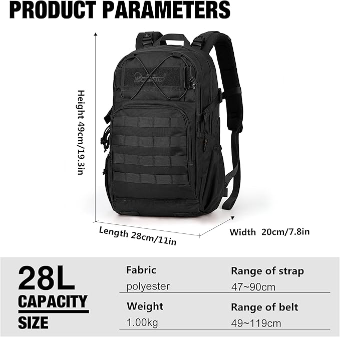 Mardingtop Military Tactical Backpack for Men 28L Molle Rucksack Army Backpack EDC Daypack for Hiking,Travel,Camping, Hunting