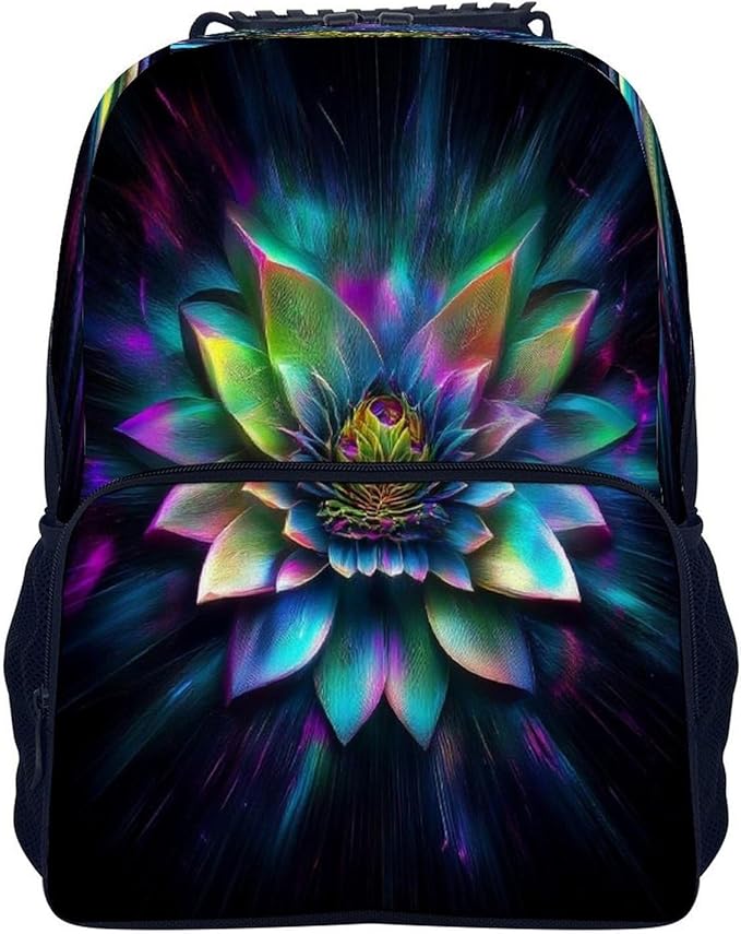 Rucksacks Lightweight Multipurpose Anti-Theft Trippy Lotus Floral Flower Shoulder Bag Large Capacity Business Computer Bag With Smooth Zippers