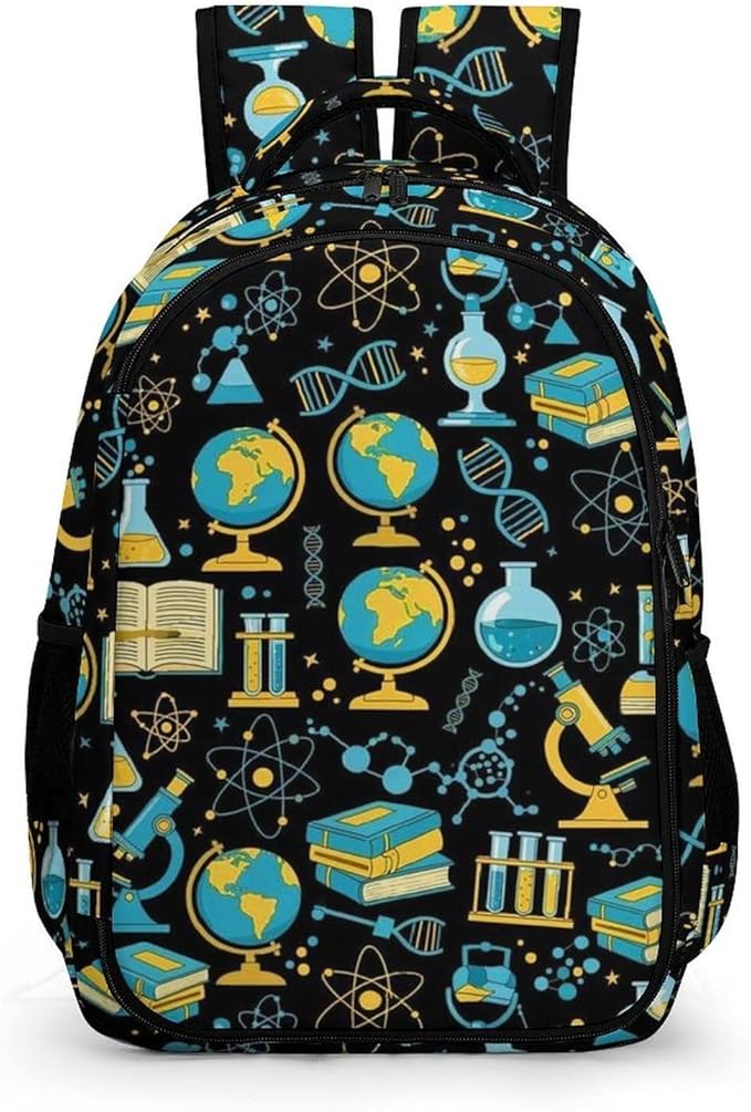 Casual Laptop Backpack Purse Math Physical Chemical Biology Science, Cute Travel Bag with Tumbler Holder for Nurse Teacher College Commute