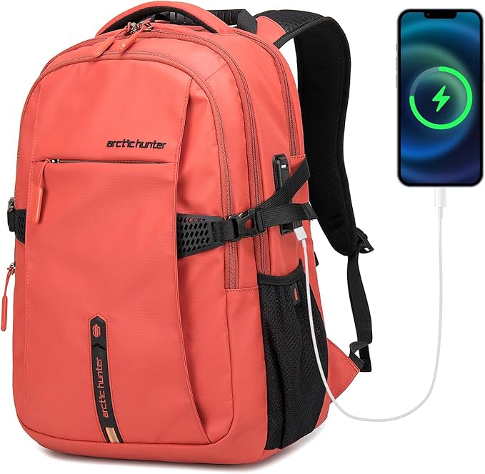 ARCTIC HUNTER AH Orange (Yellow) 15.6 In Laptop Travel Backpack for Couple Women Men, 30L Anti-Theft Compact Carry on Travel Flight Approved for Work, Commuting, and Weekend Casual Daypack