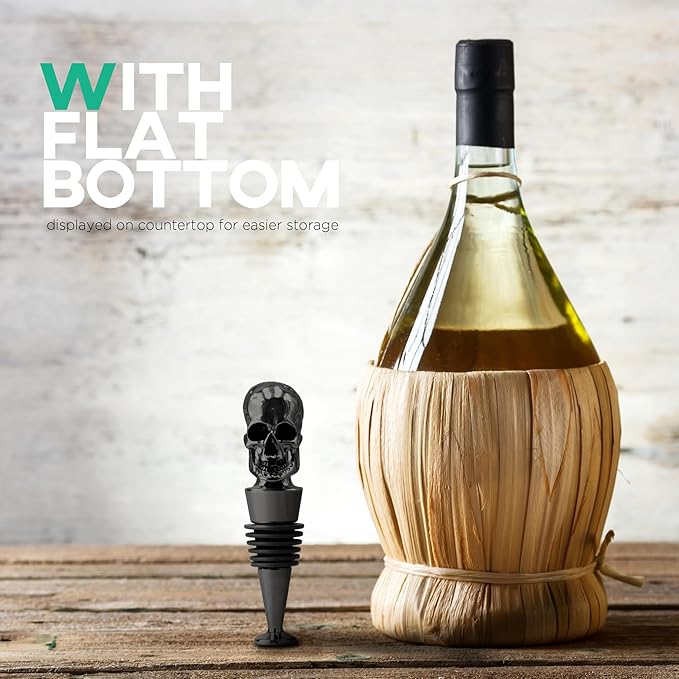 Homestia Skull Wine Stopper, Bottle Stopper Wine Saver, Reusable Wine Corks for Beverage, Wine Preserver Wine Saver Keep Wine Fresh, Wine Accessories Gifts for Wine Lovers, Wedding Favors