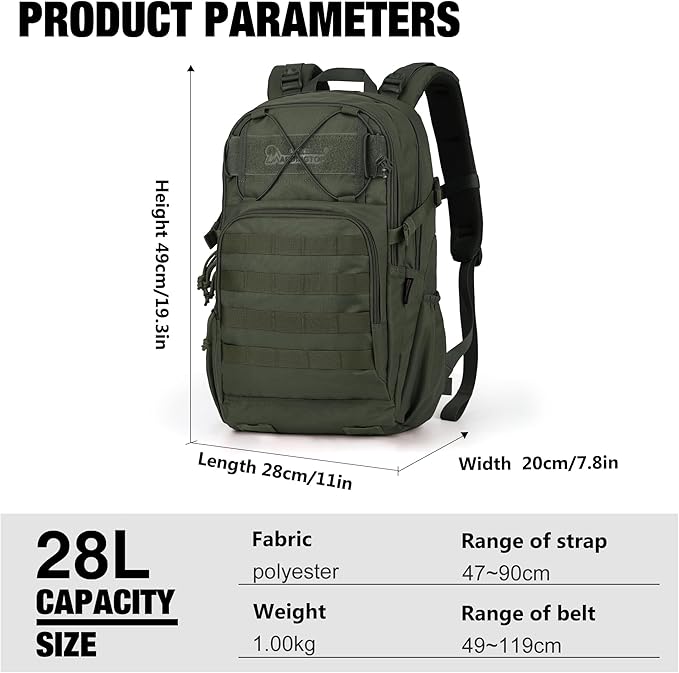 Mardingtop Military Tactical Backpack for Men 28L Molle Rucksack Army Backpack EDC Daypack for Hiking,Travel,Camping, Hunting