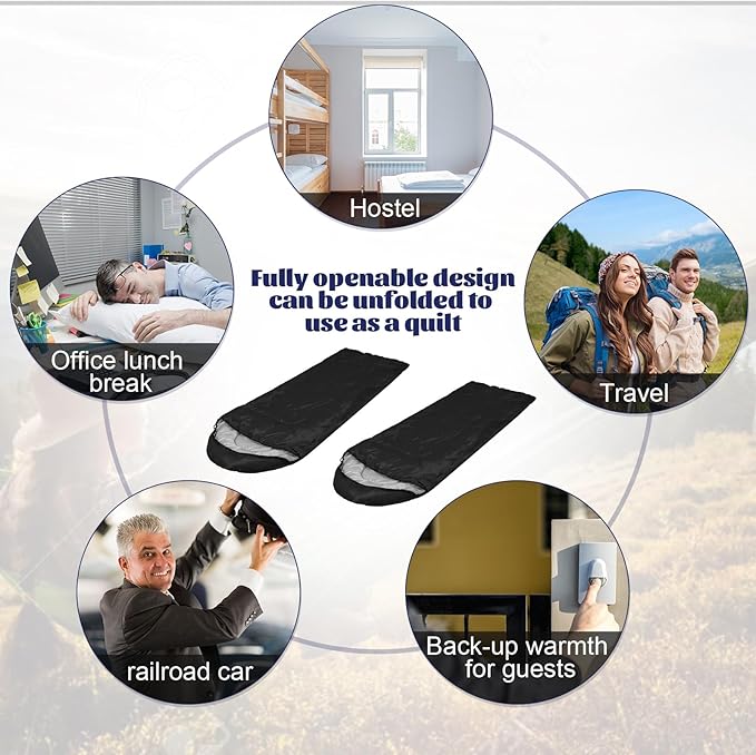 Macarrie 4 Pcs 0 Degree Camping Sleeping Bags Bulk for Adults 4 Season Warm Cold Weather Sleeping Bags with Compression Sack Lightweight Portable Waterproof for Backpacking Hiking Outdoor