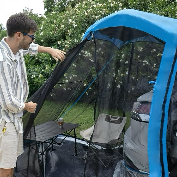 SUV Tent for Camping and Hiking, Lightweight with Rainfly and Tent Stakes, 6' x 6.5' Universal Tailgate Tent for Cars, SUVs, Trucks, Hatchbacks