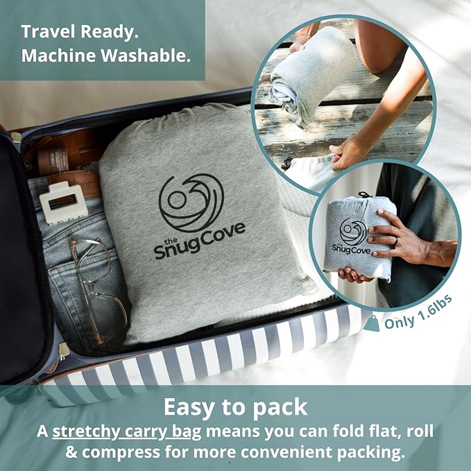 Soft Cotton Sleeping Bag Liner – 100% Organic Jersey Cotton Travel Sheet with Full Zipper, Lightweight Camping Sheet for Hotel & Travel, Single or Double Convertible Stretchy Sleep Sack for Adults