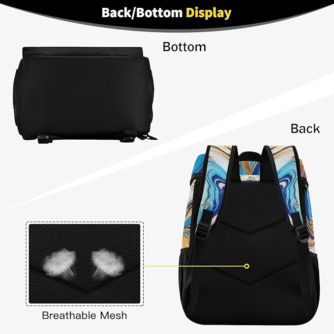 YETTASBIN Leakproof 36 Cans Cooler Backpack for Men Women - Marble Insulated Backpack Cooler Large Capacity Waterproof Lunch Bag for Hiking, Camping, Beach, Fishing, Work