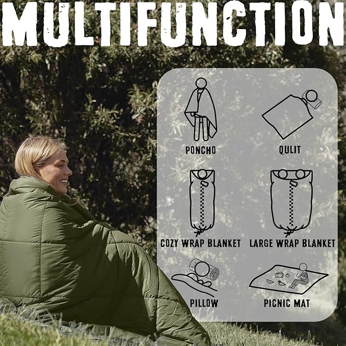 3M Thinsulate Insulation Puffy Camping Blanket for Cold Weather, Queen Size Warm Camping Quilt with Zipper, Waterproof Outdoor Sleeping Bag for Hammock, Cozy & Versatile Gift for Men and Women
