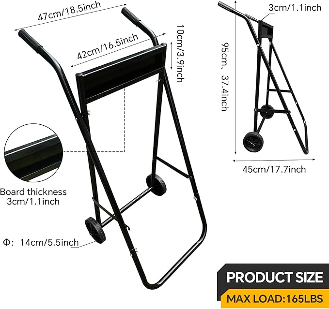 Outboard Boat Motor Stand,165LB Load Outboard Motor Carrier Multi Purposed Portable Boat Motor Engine Trolley for Repair,Maintenance,Storage