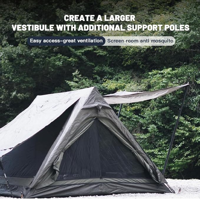 4 Person Canvas Tent with Full Rainfly&Footprint, Easy Set Up Breathable 4 Season FamilyTent for Winter Outdoor Glamping Car Camping