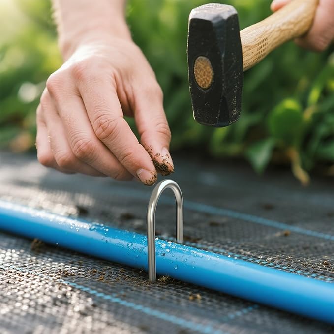 MySit 50 Pack 6 Inch Garden Stakes,11 Gauge Galvanized Yard Staples U Shape Fences Drip Irrigation Stakes Landscape Staples for Landscape Fabric, Soaker Hose, Dog Fence, Drip Tubing