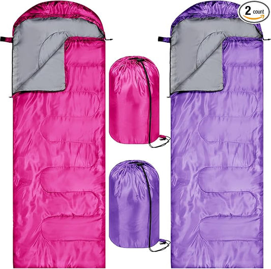 Tudomro 2 Pcs Camping Sleeping Bag for Adults, Lightweight Packable Waterproof Camping Gear Equipment to Keep Warm for Spring Summer Fall Indoor Outdoor Backpacking Hiking Travel