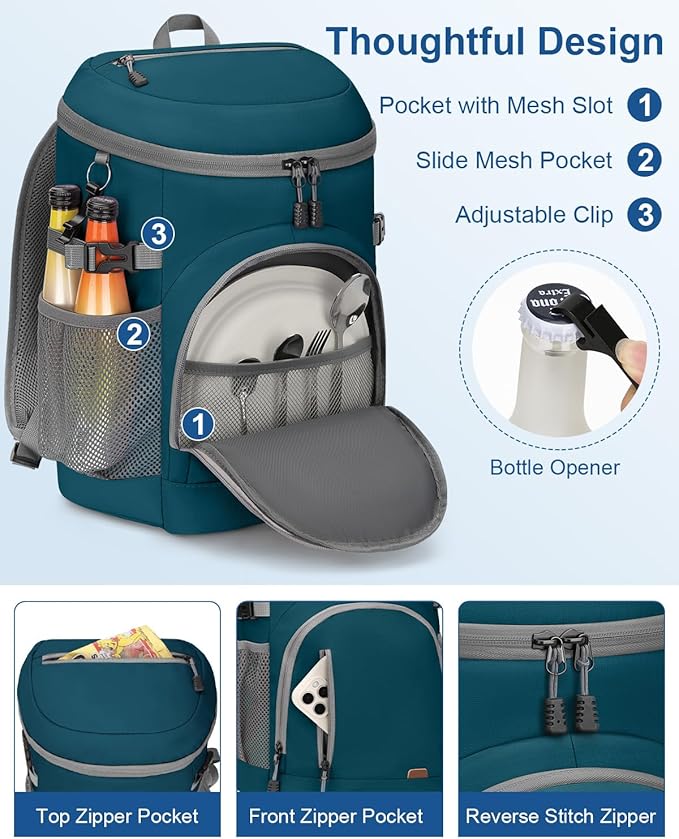 Cooler Backpack Insulated Waterproof,30/45 Cans Backpack Coolers Leakproof Lunch Backpack for Men Women Portable Soft Cooler Bag for Beach Camping Trave Picnic