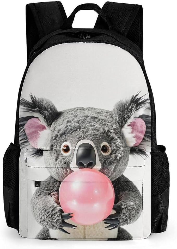 Lightweight Daypack Backpack for Trekking Work Running, Big Capacity Multipurpose Anti-Theft Bookbag, Bubble Gum Cute Funny Koala Business Computer Bag