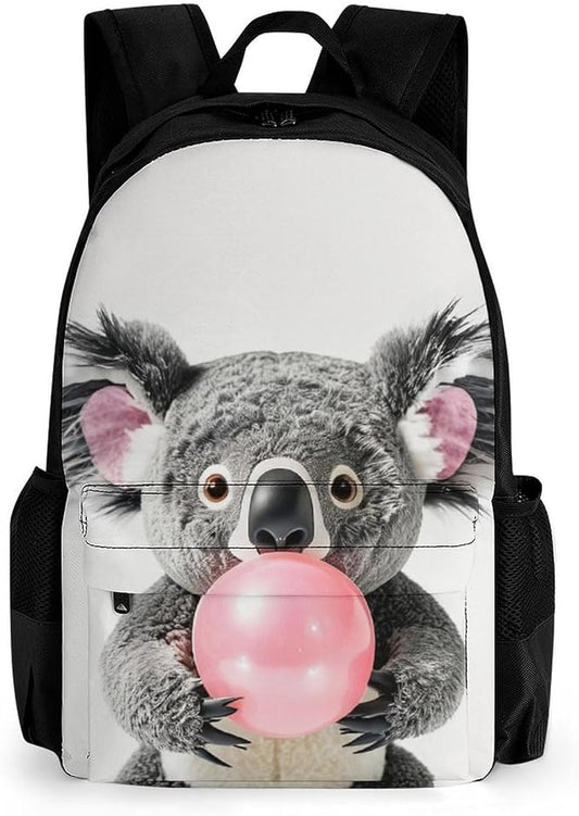 Lightweight Daypack Backpack for Trekking Work Running, Big Capacity Multipurpose Anti-Theft Bookbag, Bubble Gum Cute Funny Koala Business Computer Bag