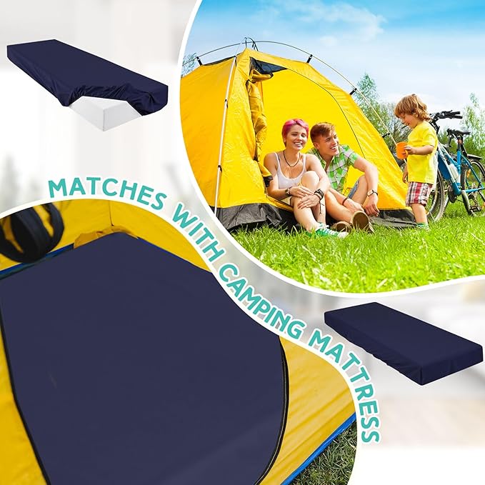 Breling Fitted Sheet (Sheet Only) Compatible with Milliard Trifold Mattress Folding Mattress Fitted Microfiber Bedclothes for Camp Bunk Rvs Bed (Navy Blue,2 Pcs,Single,6'')