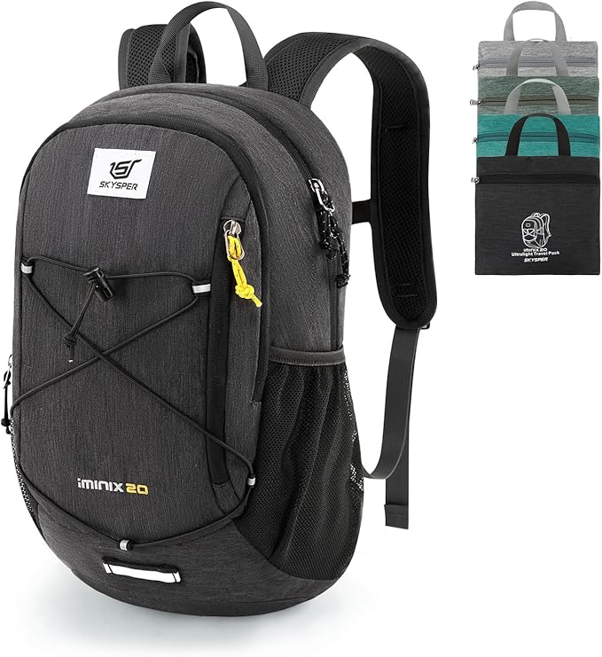 SKYSPER Foldable Small Backpack – 20L Lightweight Hiking Daypack with Chest Belt Packable Travel Rucksack for Women Men