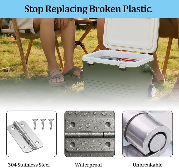 Cooler Hinges Replacement for Igloo Ice Chests 304 Stainless Steel Cooler Hinge Replacement Parts for Most Igloo Coolers (3 Sets Hinges)