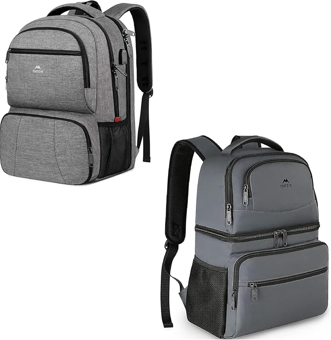 MATEIN Cooler Backpack, 26 Cans Insulated Lunch Backpack for Man Women, Leakproof Double Layer Coolers Bag. Lunch Backpack, 17 inch Insulated Cooler Backpack with USB Charging Port for Women Men