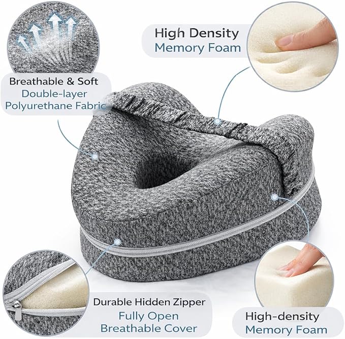 Nourial Knee Alignment Pillow, Knee Pillow for Side Sleepers, Leg Pillows for Sleeping, Knee Cushion for Sleeping,Suitable for Relieving Leg, Back, Knee Pain (Blue)