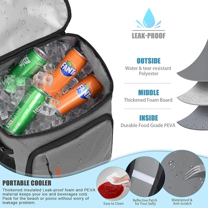 Capolo Cooler Backpack Insulated Leak Proof 36/45 Cans, Soft Camping Bacpack Cooler Thermal Bag Ice Chest, Portable Waterproof Travel Cooler Bag for Lunch Beach Picnic Shopping
