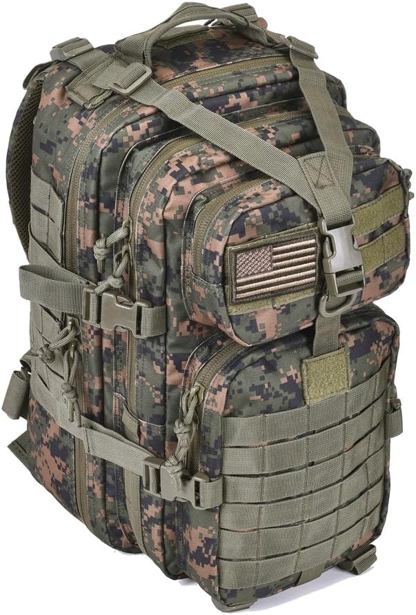 REEBOW GEAR Military Tactical Backpack for Men Large 34L Army 3 Day Assault Pack Molle Bag Backpacks (34L, Woodland Camouflage)