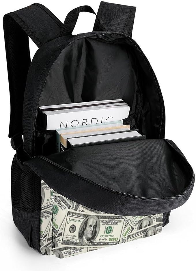 Lightweight Rucksacks for Climbing Outdoors Walking Cycling, Large Capacity Anti-Theft Multipurpose Carry On Bag, Cool Usa Dollar Bill Camping Outdoor Backpack
