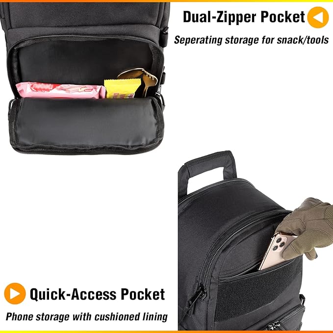 DBTAC Tactical Lunch Backpack, Large Lunch Cooler for Men Women | Backpack Coolers insulated for Work Picnic Travel (Charcoal Camo, 24-Cans)