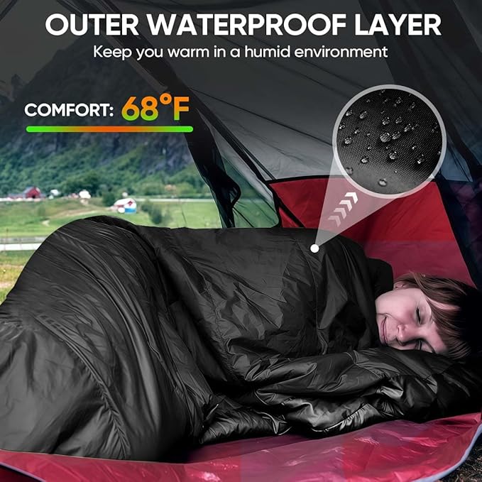 OBTANIM Sleeping Bags Portable Waterproof Camping Sleeping Bag for Adults Kids 4 Seasons Cold Weather or Warm Backpacking Hiking Mountaineering Indoor Outdoor Use