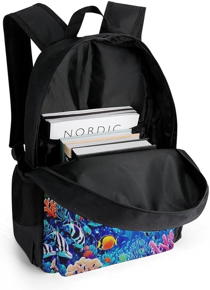 Supdreamc Rucksacks Lightweight Multipurpose Anti-Theft Dolphins Sea Water Life Underwater Beautiful Sea World Shoulder Bag Large Capacity Business Computer Bag With Smooth Zippers
