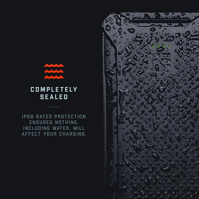 Dark Energy Poseidon Pro Indestructible Portable Charger with Spectre 8W Solar Panel | USB-A and USB-C, Ultra-Durable Armorflex, Ultra-Lite Flexible Panels | Signature Series Plugs, Hi-Vis Orange