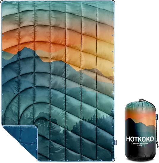 Camping Blanket,Lightweight Puffy Printed Camping Blanket Packable Outdoor Blanket for Camping,Traveling, Stadium, Hiking, Picnics