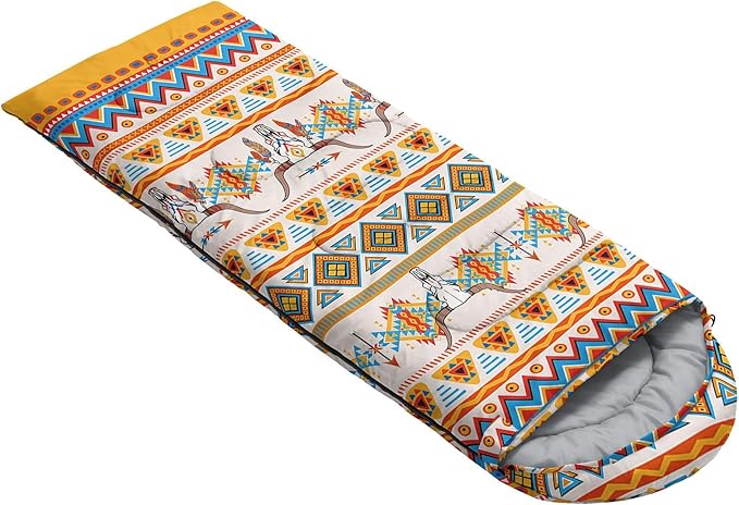 Kids Sleeping Bag for Boys Girls,Bohemian Cowboy Print-Lightweight Warm Portable Outdoor Indoor-Waterproof Cold Weather Resistant Sleeping Bag for Camping Hiking