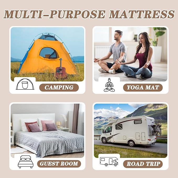 DoCred Queen Size Futon Mattress, Extra Thick Foldable Japanese Floor Mattress Memory Foam Sleeping Pad for Adults, Roll Up Mattress Tatami Mat Breathable Floor Lounger Guest Bed