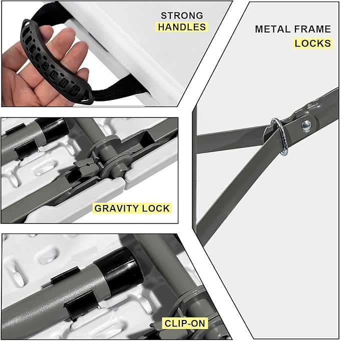 2 PCS 70.8" W X 29" D X 29" H - 6 ft White Folding Table White Portable Heavy Duty Plastic Fold-in-Half Utility Foldable Table for Camp，Picnic & Party
