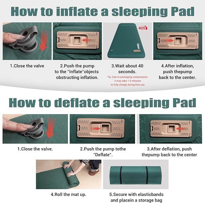 Self Inflating Sleeping Pad with Electric Pump and Pillow, 3.15" Ultra-Thick Memory Foam Camping Pad, Portable 4-Season Camping Mats Pad, Cushions Camping Essentials Gear for Travel Tent Car