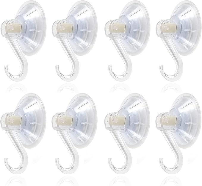 1st Choice Clear Plastic Suction Cup Hooks, 8 Pack Ultra Heavy Duty Power Lock Vacuum Traceless Smooth Waterproof Oil-Proof Wall Shower Kitchen Window Bathroom Holder
