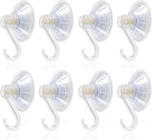 1st Choice Clear Plastic Suction Cup Hooks, 8 Pack Ultra Heavy Duty Power Lock Vacuum Traceless Smooth Waterproof Oil-Proof Wall Shower Kitchen Window Bathroom Holder