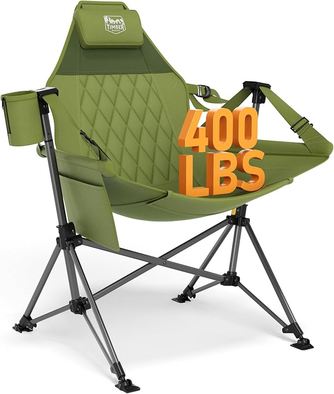 TIMBER RIDGE Hammock Camping Chair, Oversized Swinging Chair with Adjustable Back and Seat Height, Portable Folding Rocking Camping Chair for Outdoor Lawn, Backyard and Patio, Supports 400lbs