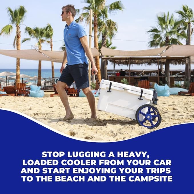 Cooler Wheel Kit for Yeti, RTIC, Igloo and most other brands - Cooler Cart - Easy-to-install Dolly With Wheel Attachment - Durable, Rust-Resistant Powder-Coated Stainless Steel