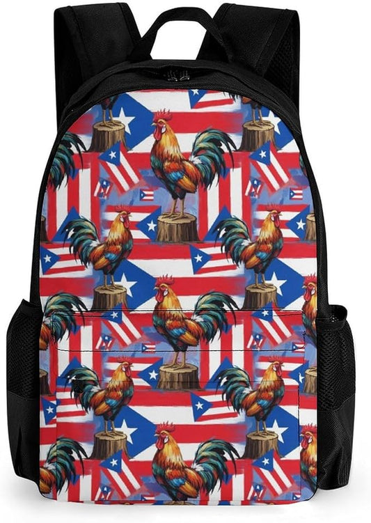 Lightweight Rucksacks for Climbing Outdoors Walking Cycling, Large Capacity Anti-Theft Multipurpose Carry On Bag, Pride Rooter And Ameican Puerto Rico Flag Camping Outdoor Backpack