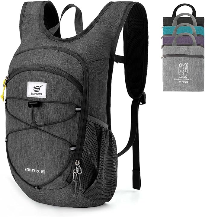 SKYSPER 15L/20L Foldable Hiking Backpack Lightweight Packable Travel Daypack with Chest Strap Small Folding Pack for Walking