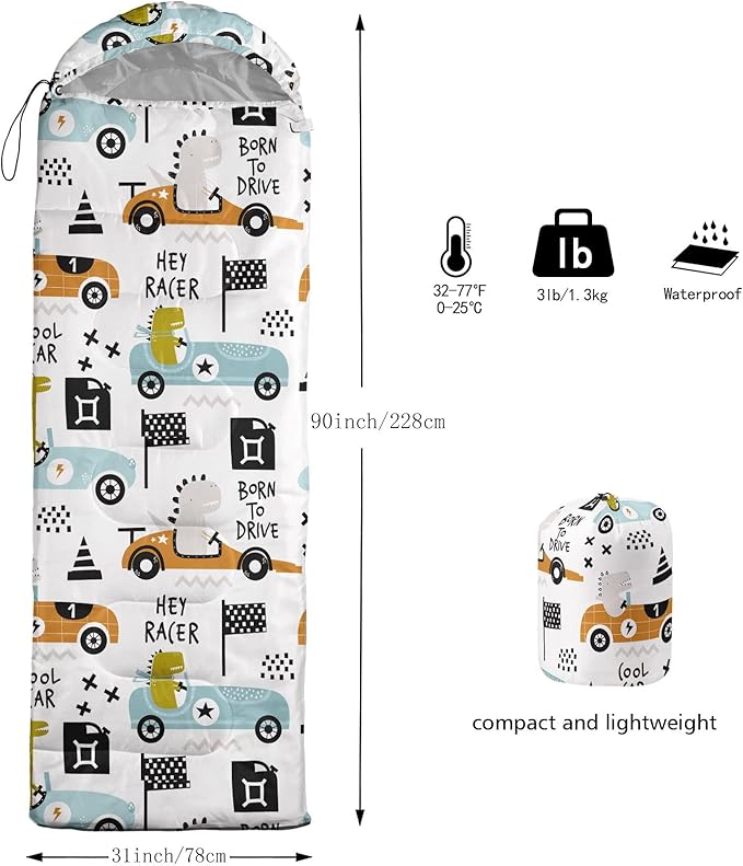 Kids Sleeping Bag for Boys and Girls,Monster Alien Print-Lightweight Warm Portable Outdoor Indoor-Waterproof Cold Weather Resistant Sleeping Bag for Camping Hiking