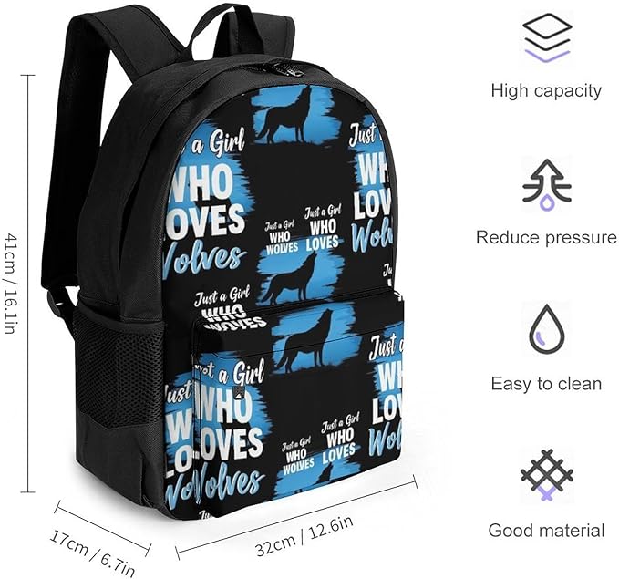 Convenient Anti-Theft Dual Shoulder Bag for Biking and Hiking Adventures, Cool Wolf, Travel Hiking Daypack