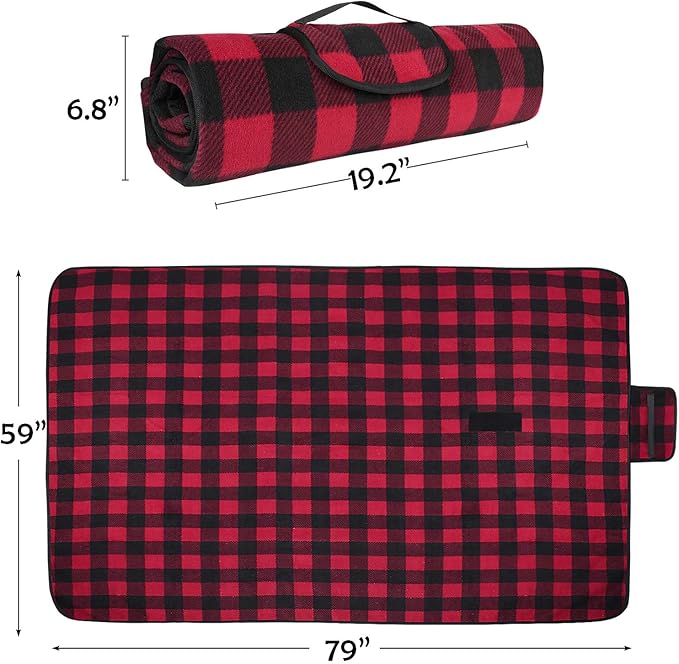 Tirrinia Large Waterproof Outdoor Blanket, Soft Warm Windproof Stadium Blanket with Sherpa Fleece and Foldable for Outdoor Sport, Baseball, Football, Beach, Concerts, Car