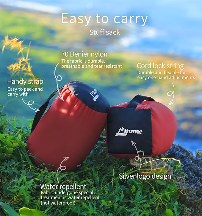 Litume Velvet Velour Sleeping Bag Liner Add Up to 14°F/ 8°C, Mummy Sleeping Sack Backpacking, Camping, Traveling, Hotel, Hostal, Lightweight Sleep Sack with Drawstring Hood E625