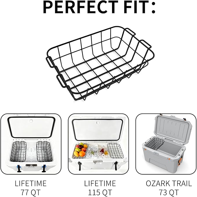 14.45" Cooler Basket,Cooler Basket Compatible with Lifetime 77 Qt, 115 Qt, Ozark Trail 73 Quart Ice Chest, Coolers Accessories for Lifetime and Ozark Trail - Keep Food Dry & Organized.(2-Pack)