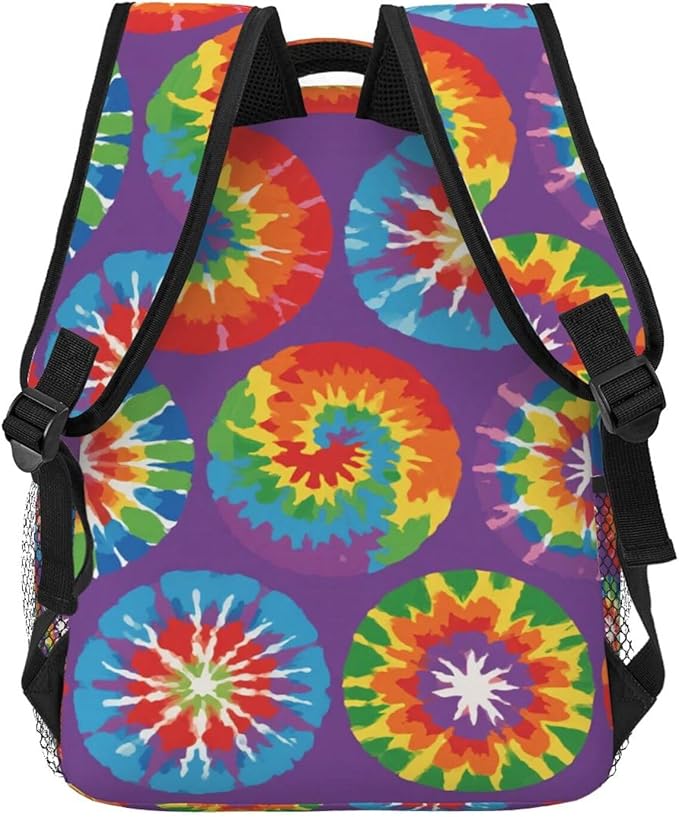 Daypack Backpack Polyester Multipurpose Anti-Theft Colorfu Tie Dye Art Shoulder Bag Big Capacity Gym Outdoor Hiking Backpack With Smooth Zippers