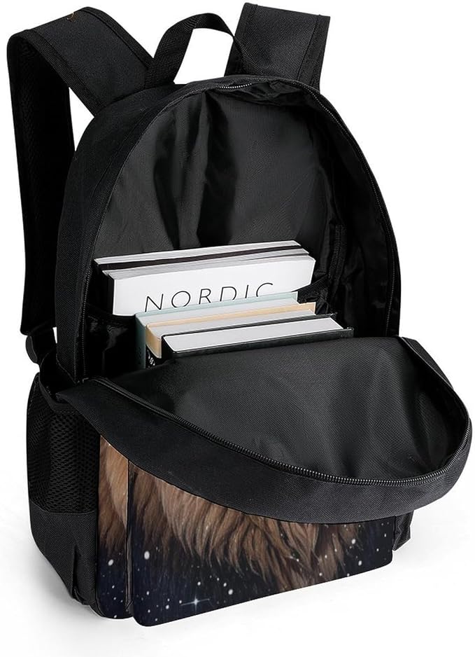 Men Women Lightweight Outer Space King Lion Backpack Large Capacity Bookbag With Smooth Zippers for Gym Business Running